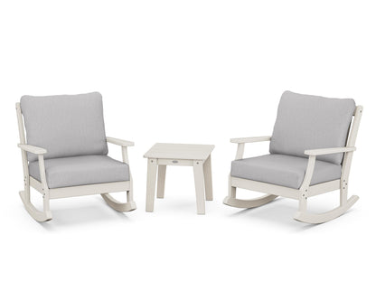 POLYWOOD® Braxton 3-Piece Deep Seating Rocker Set in Sand / Granite