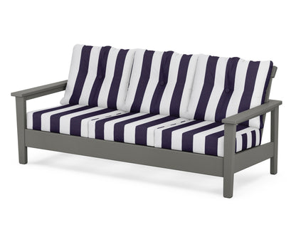 POLYWOOD® Prescott Deep Seating Sofa in Slate Grey / Cabana Stripe Navy