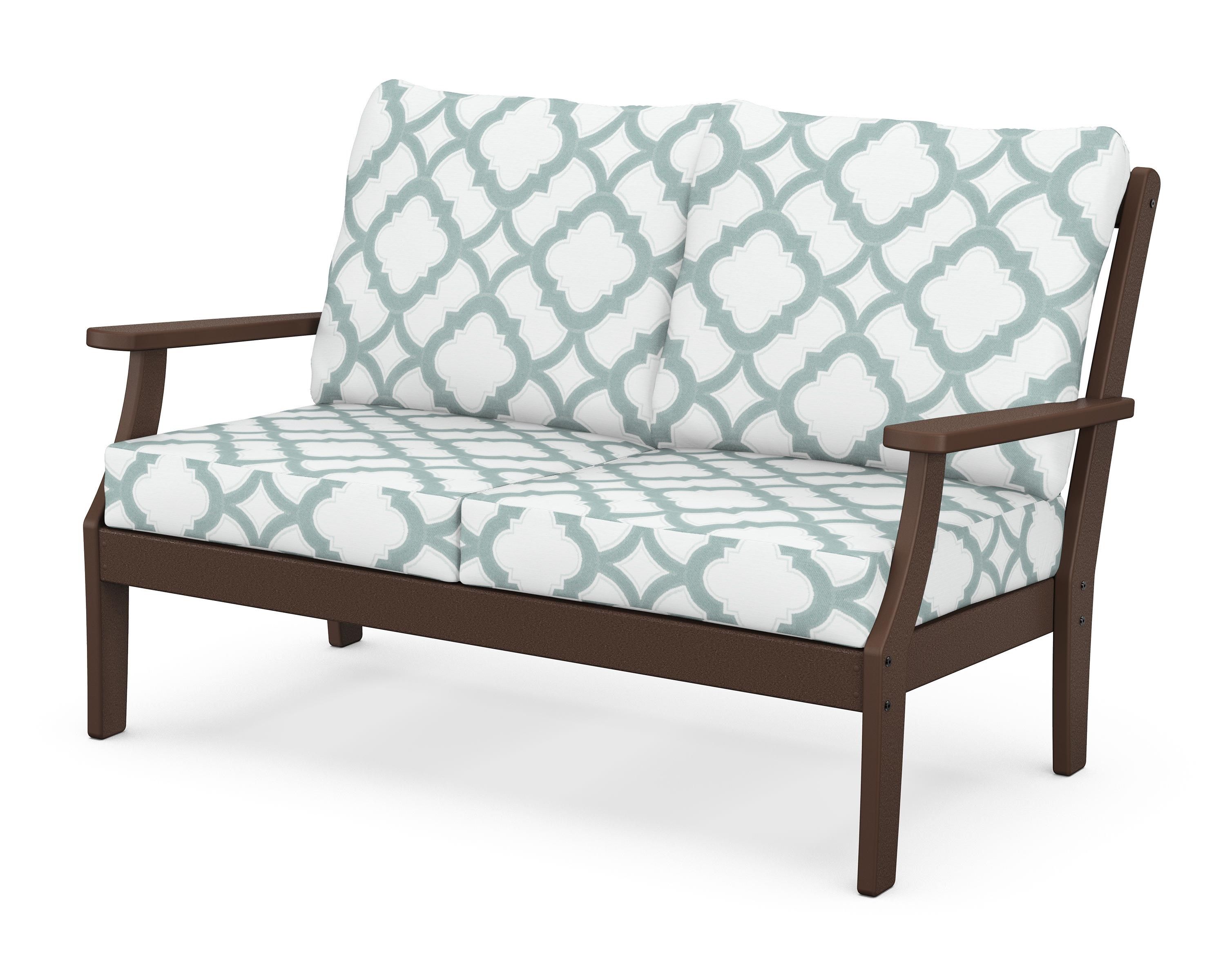 POLYWOOD® Braxton Deep Seating Loveseat in Mahogany / Trellis Glacier Spa