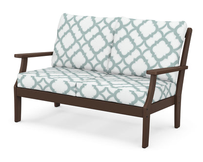 POLYWOOD® Braxton Deep Seating Loveseat in Mahogany / Trellis Glacier Spa