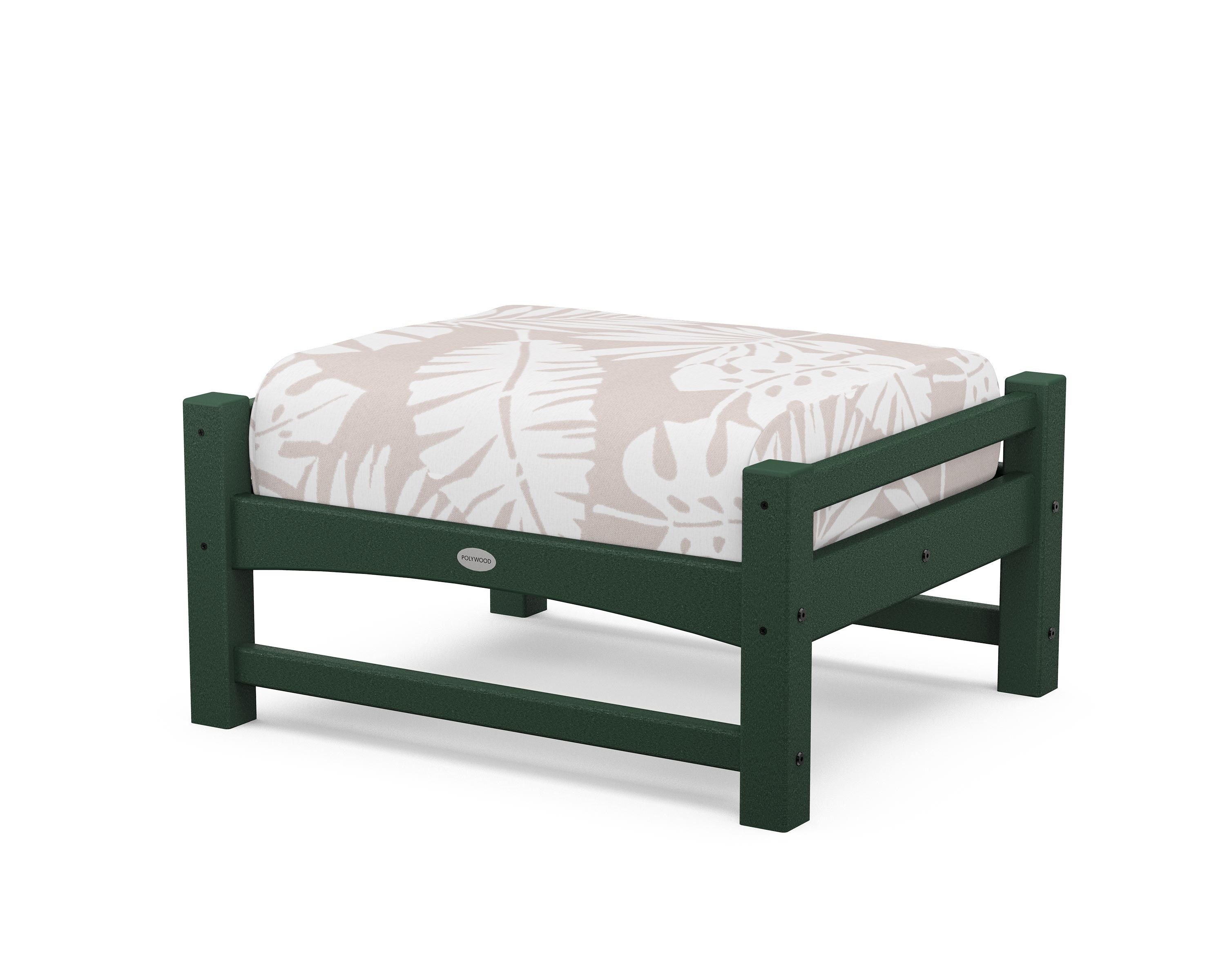 POLYWOOD® Club Ottoman in Green / Leaf Dune Burlap