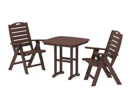 POLYWOOD® Nautical Folding Highback Chair 3-Piece Dining Set in Mahogany