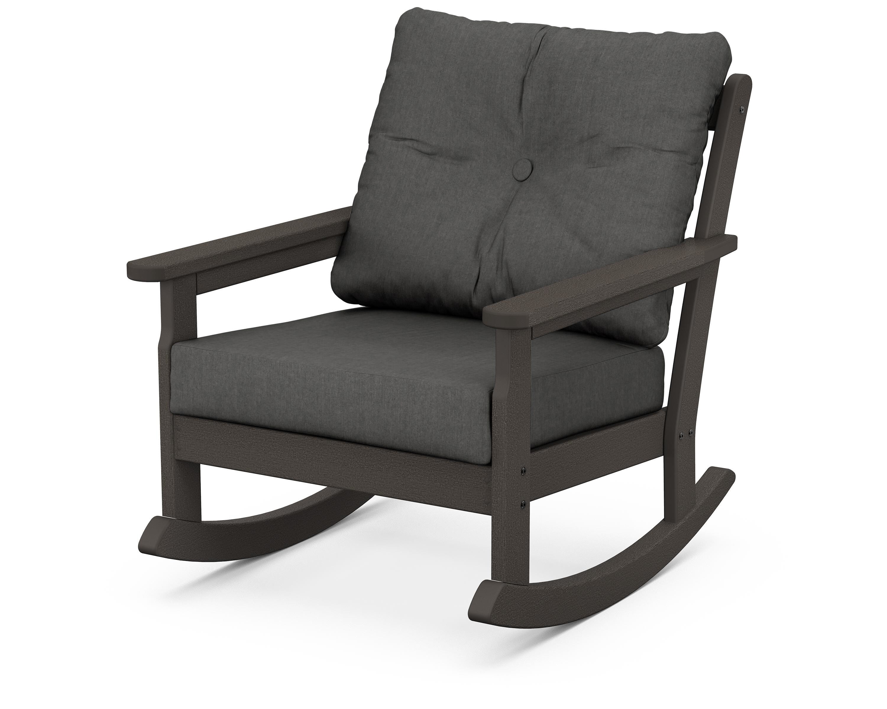 POLYWOOD® Vineyard Deep Seating Rocking Chair in Vintage Coffee / Spectrum Carbon