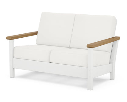 POLYWOOD® Harbour Deep Seating Loveseat in White / Natural / Natural Linen