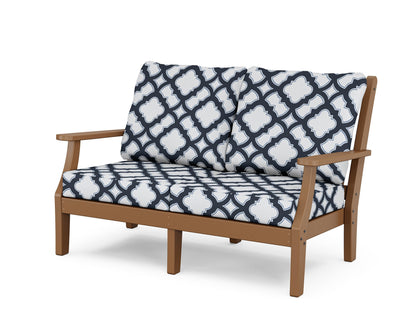 Country Living Wovendale Deep Seating Loveseat in Teak / Trellis Marine Indigo