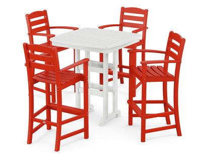 POLYWOOD® La Casa Café 5-Piece Bar Set in Sunset Red / White