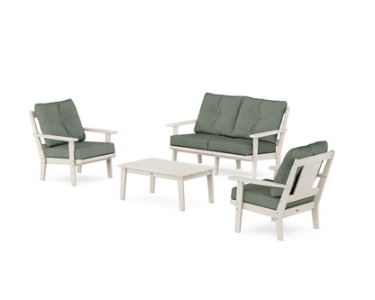 POLYWOOD® Prairie 4-Piece Deep Seating Set with Loveseat in Sand / Cast Sage