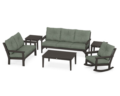 POLYWOOD® Vineyard 6-Piece Deep Seating Set in Vintage Coffee / Cast Sage