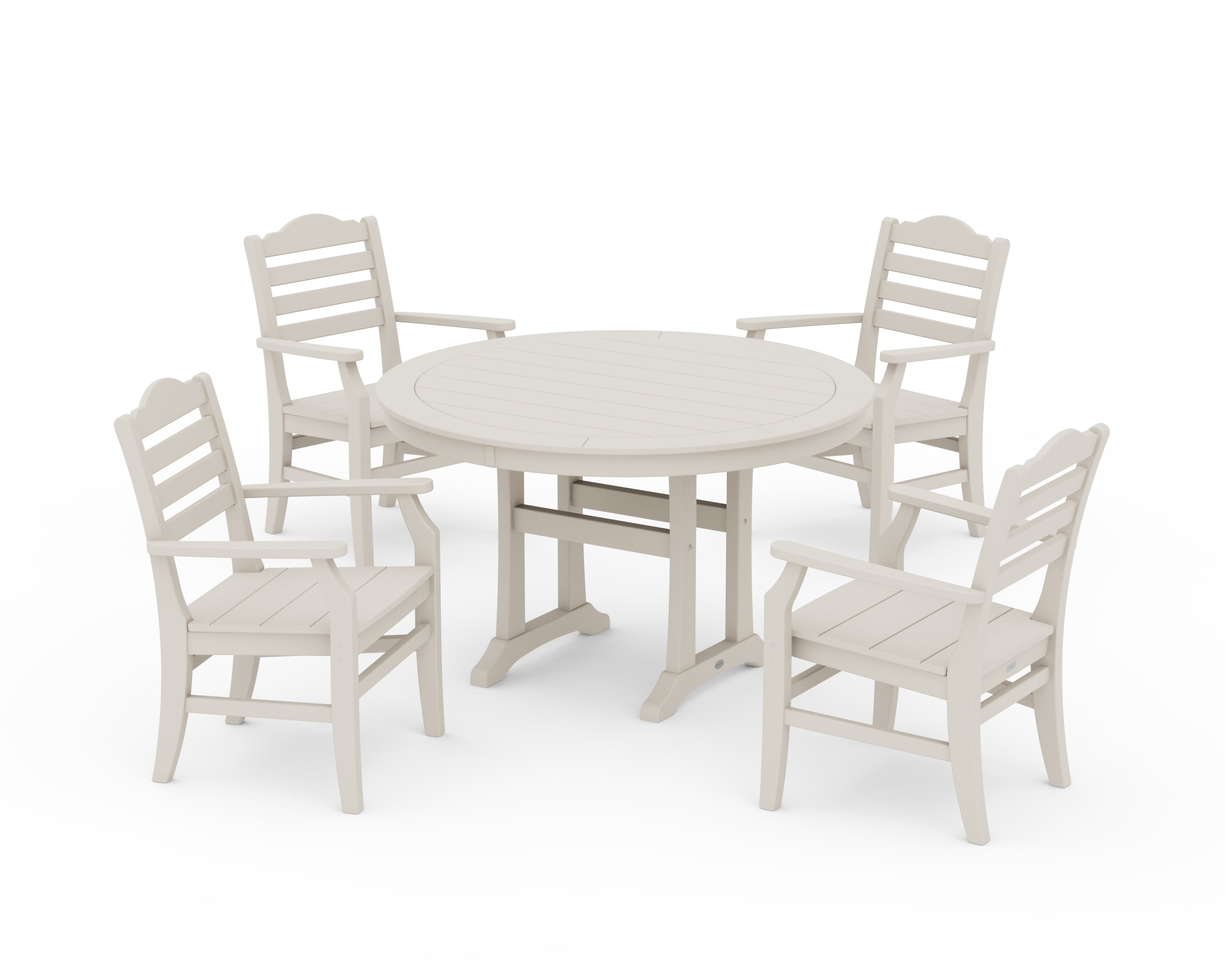 POLYWOOD® Savannah 5-Piece Round Dining Set with Trestle Legs in Sand