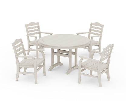 POLYWOOD® Savannah 5-Piece Round Dining Set with Trestle Legs in Sand