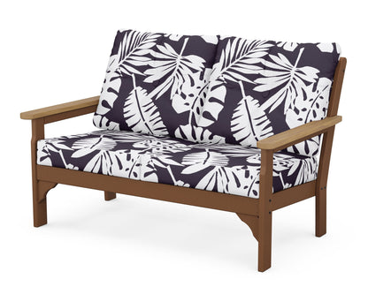POLYWOOD® Vineyard Deep Seating Loveseat in Teak / Natural / Leaf Navy