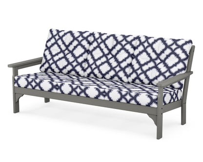 POLYWOOD® Vineyard Deep Seating Sofa in Slate Grey / Trellis Navy