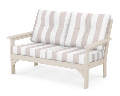 POLYWOOD® Vineyard Deep Seating Loveseat in Sand / Cabana Stripe Dune Burlap