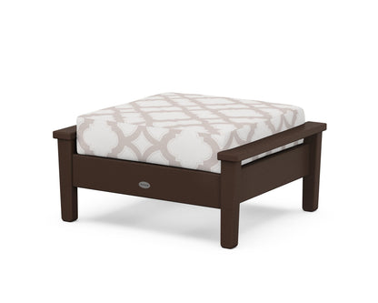 POLYWOOD® Prescott Deep Seating Ottoman in Mahogany / Trellis Dune Burlap