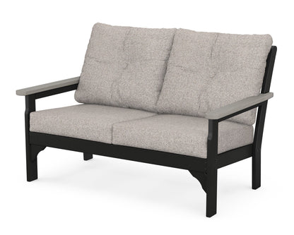 POLYWOOD® Vineyard Deep Seating Loveseat in Black / Driftwood / Weathered Tweed