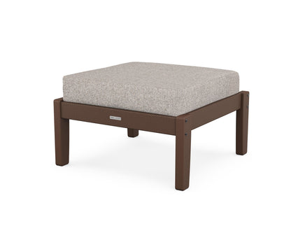 Martha Stewart by POLYWOOD® Chinoiserie Deep Seating Ottoman in Mahogany / Weathered Tweed