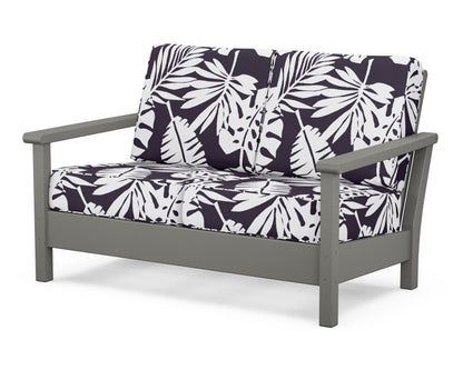 POLYWOOD® Harbour Deep Seating Loveseat in Slate Grey / Leaf Navy