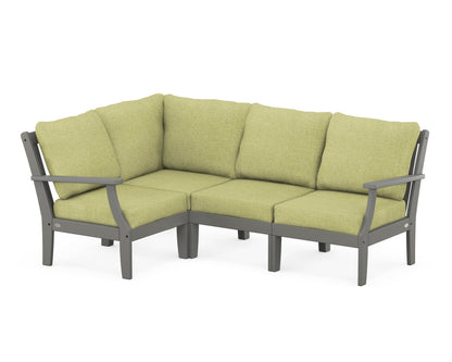 POLYWOOD® Braxton Modular 4-Piece Deep Seating Set in Slate Grey / Chartreuse Boucle