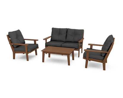 POLYWOOD® Lakeside 4-Piece Deep Seating Set in Teak / Spectrum Carbon
