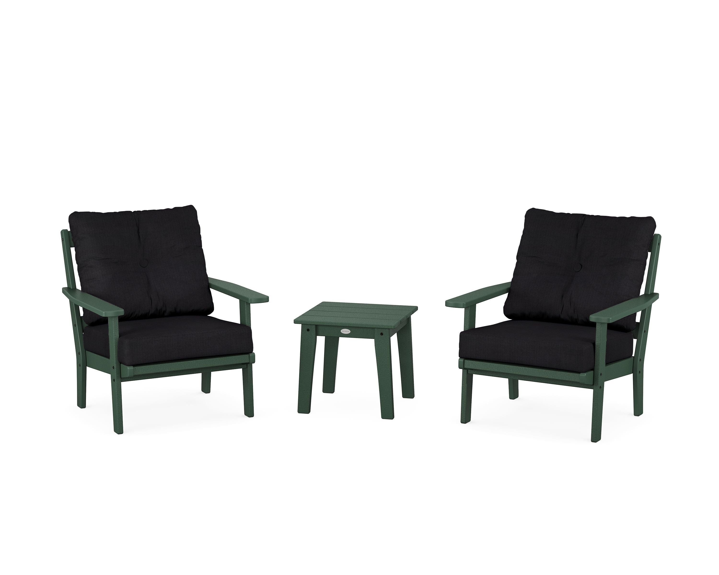POLYWOOD® Prairie 3-Piece Deep Seating Set in Green / Midnight Linen