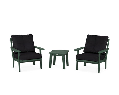 POLYWOOD® Prairie 3-Piece Deep Seating Set in Green / Midnight Linen