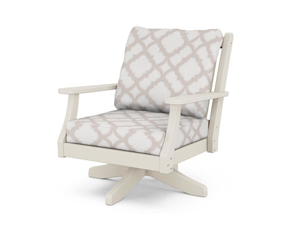 Country Living Wovendale Deep Seating Swivel Chair in Sand / Trellis Dune Burlap