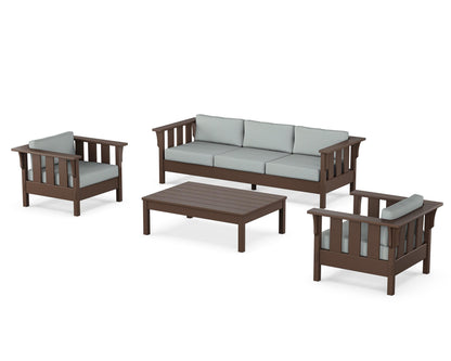 Martha Stewart by POLYWOOD® Acadia 4-Piece Deep Seating Set with Sofa in Mahogany / Spa