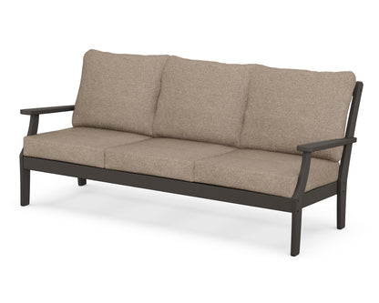 POLYWOOD® Braxton Deep Seating Sofa in Vintage Coffee / Spiced Burlap