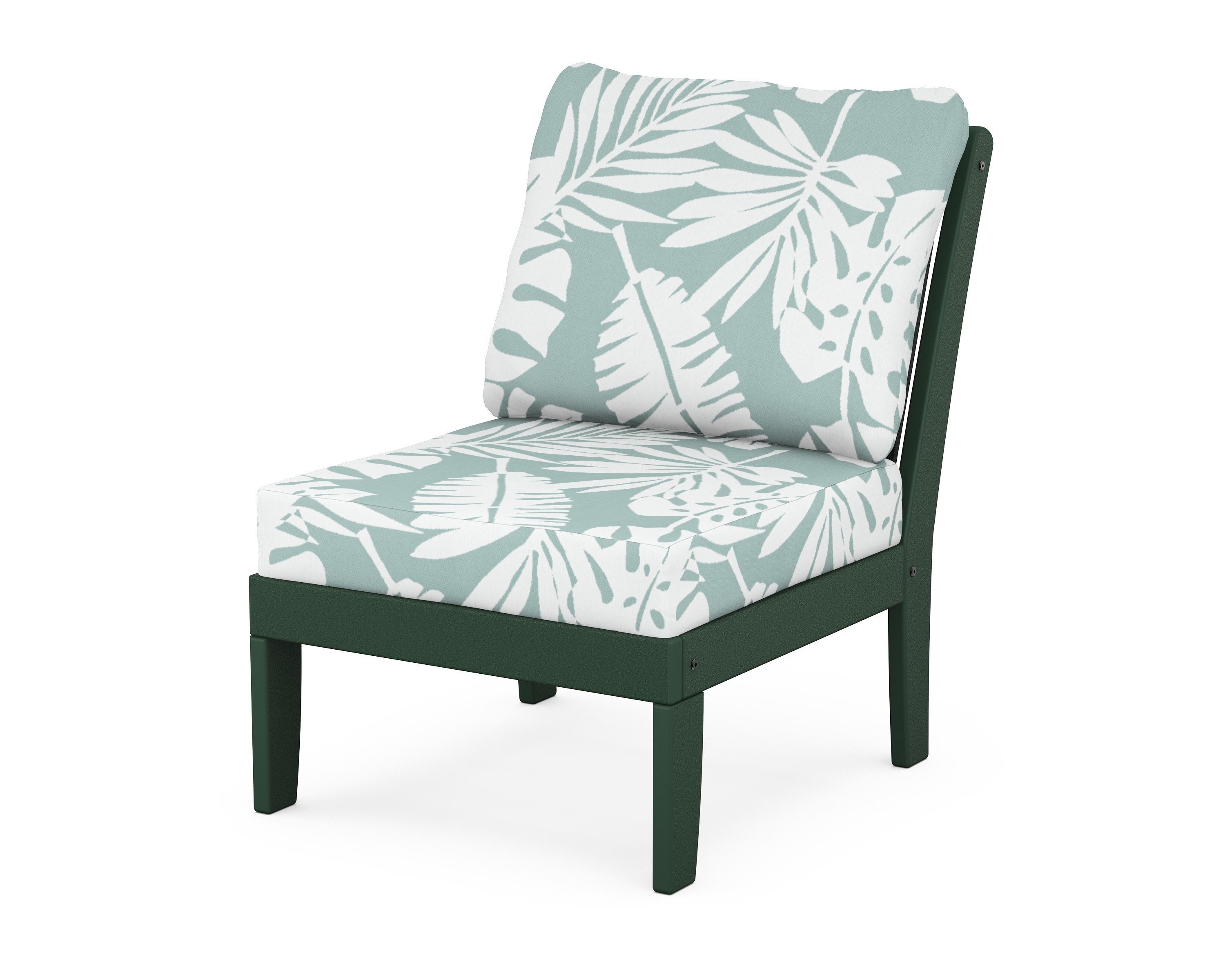 POLYWOOD® Braxton Modular Armless Chair in Green / Leaf Glacier Spa