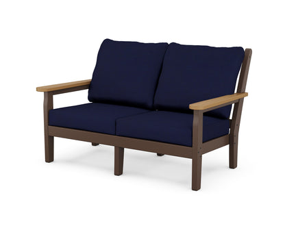 POLYWOOD® Chippendale Deep Seating Loveseat in Mahogany / Natural / Navy