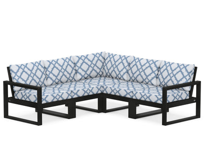 POLYWOOD® EDGE 5-Piece Modular Deep Seating Set in Black / Trellis Sky Blue