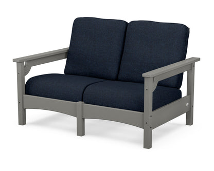 POLYWOOD® Club Loveseat in Slate Grey / Marine Indigo