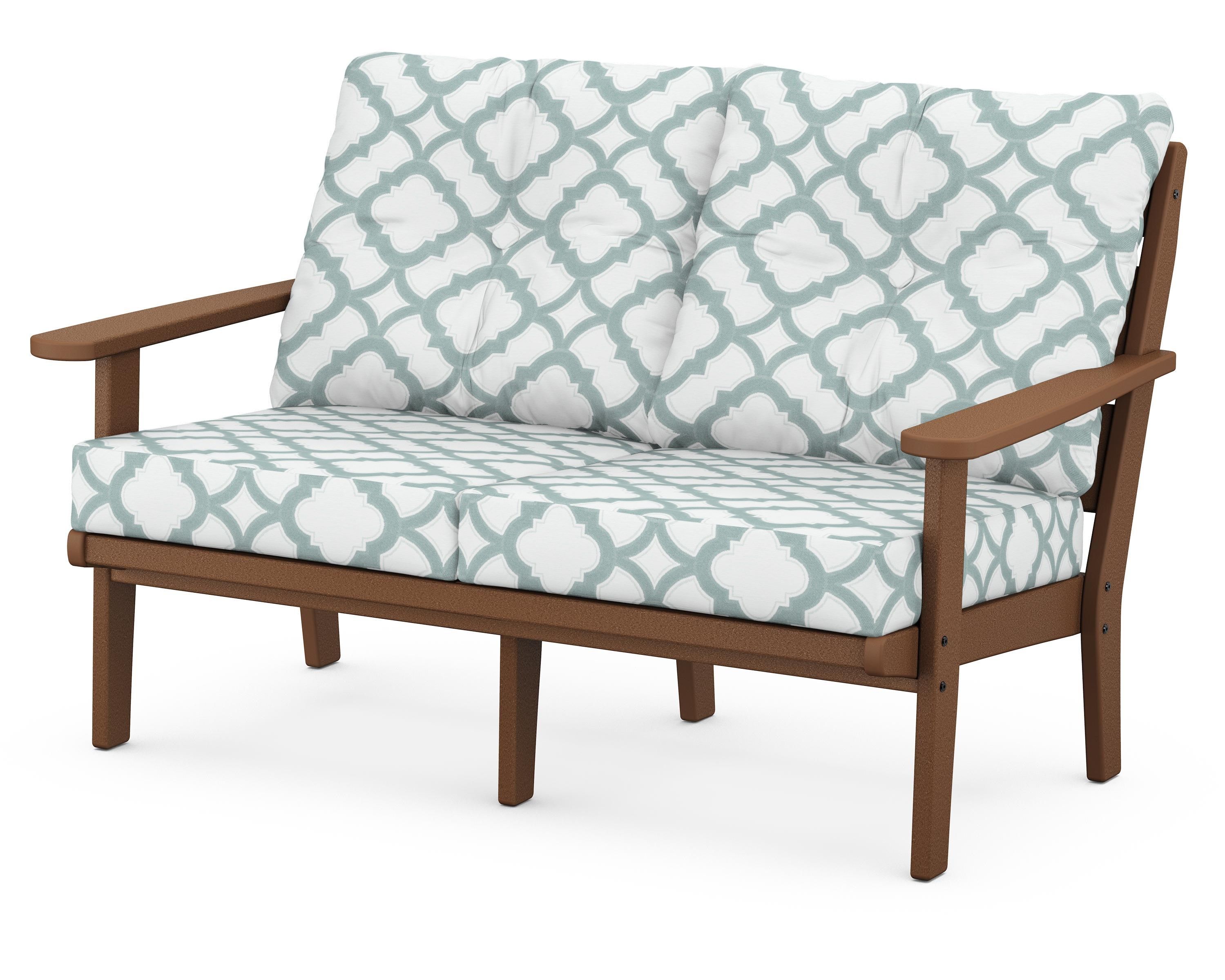 POLYWOOD® Lakeside Deep Seating Loveseat in Teak / Trellis Glacier Spa