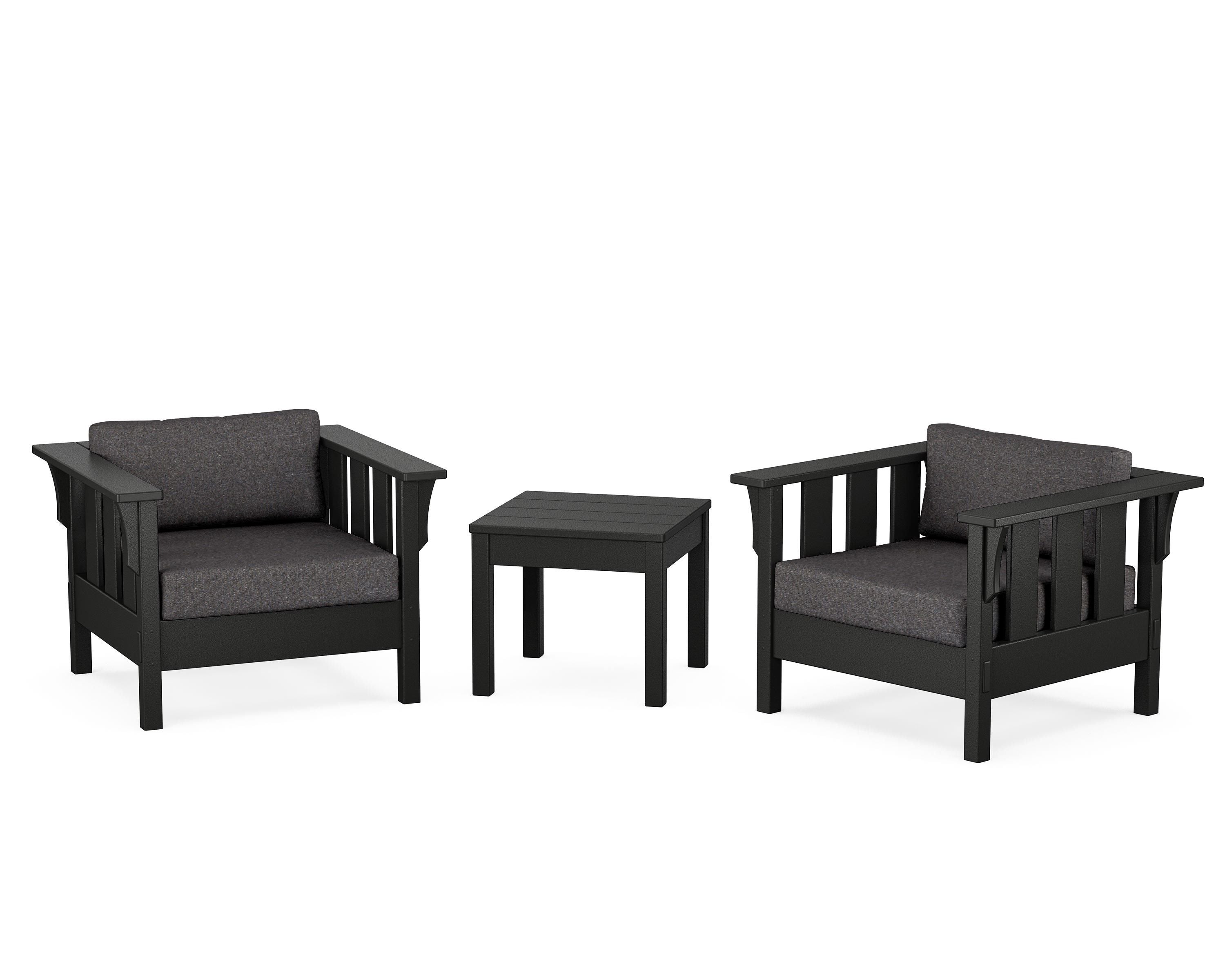 Martha Stewart by POLYWOOD® Acadia 3-Piece Deep Seating Set in Black / Ash Charcoal