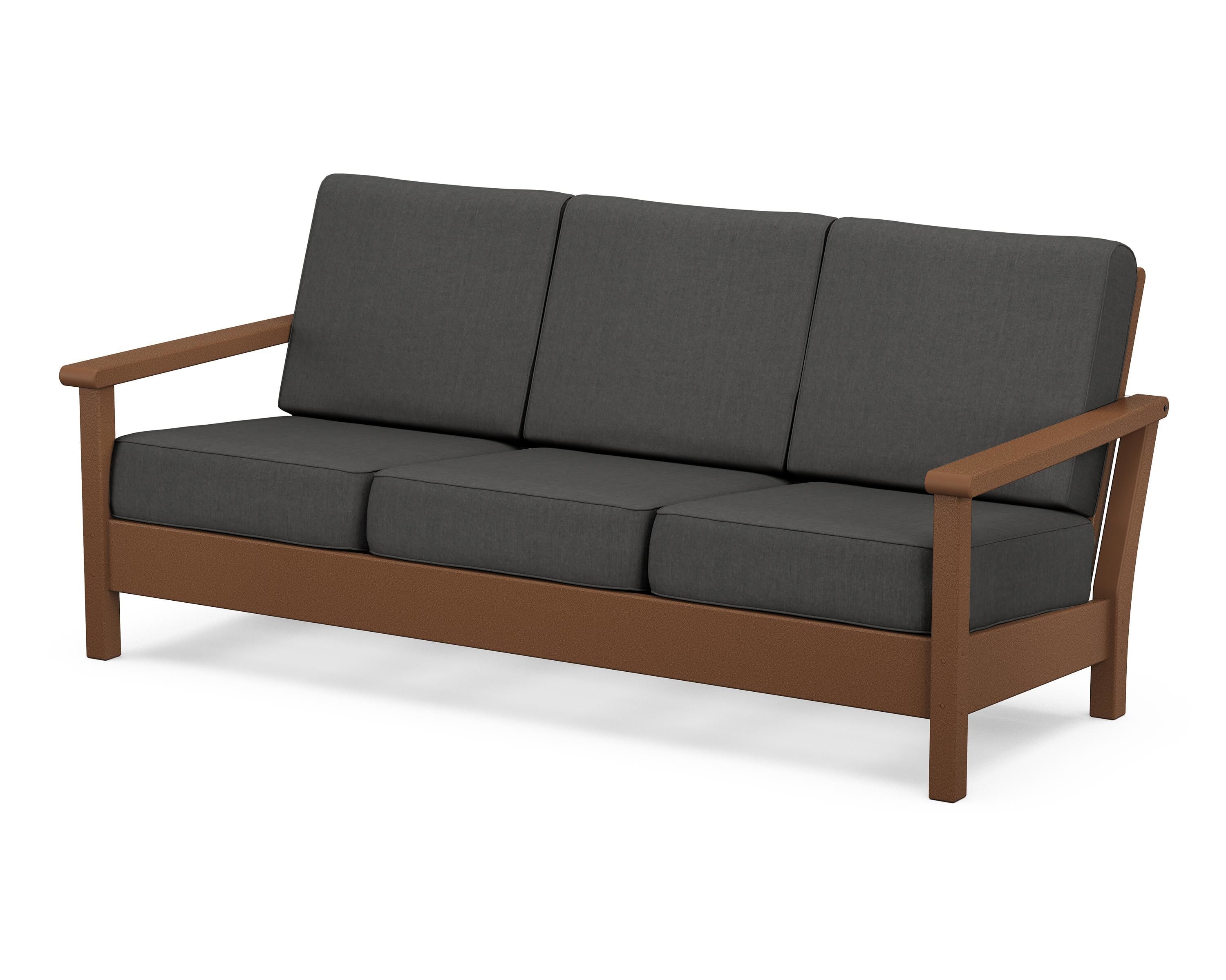 POLYWOOD® Harbour Deep Seating Sofa in Teak / Spectrum Carbon