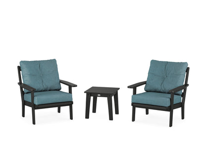 POLYWOOD® Prairie 3-Piece Deep Seating Set in Black / Ocean Teal