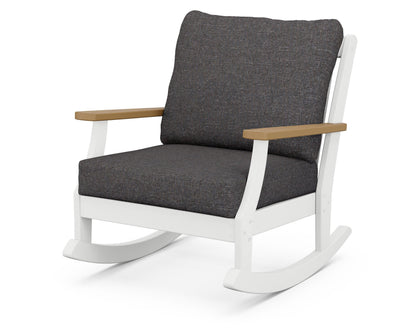 POLYWOOD® Braxton Deep Seating Rocking Chair in White / Natural / Ash Charcoal