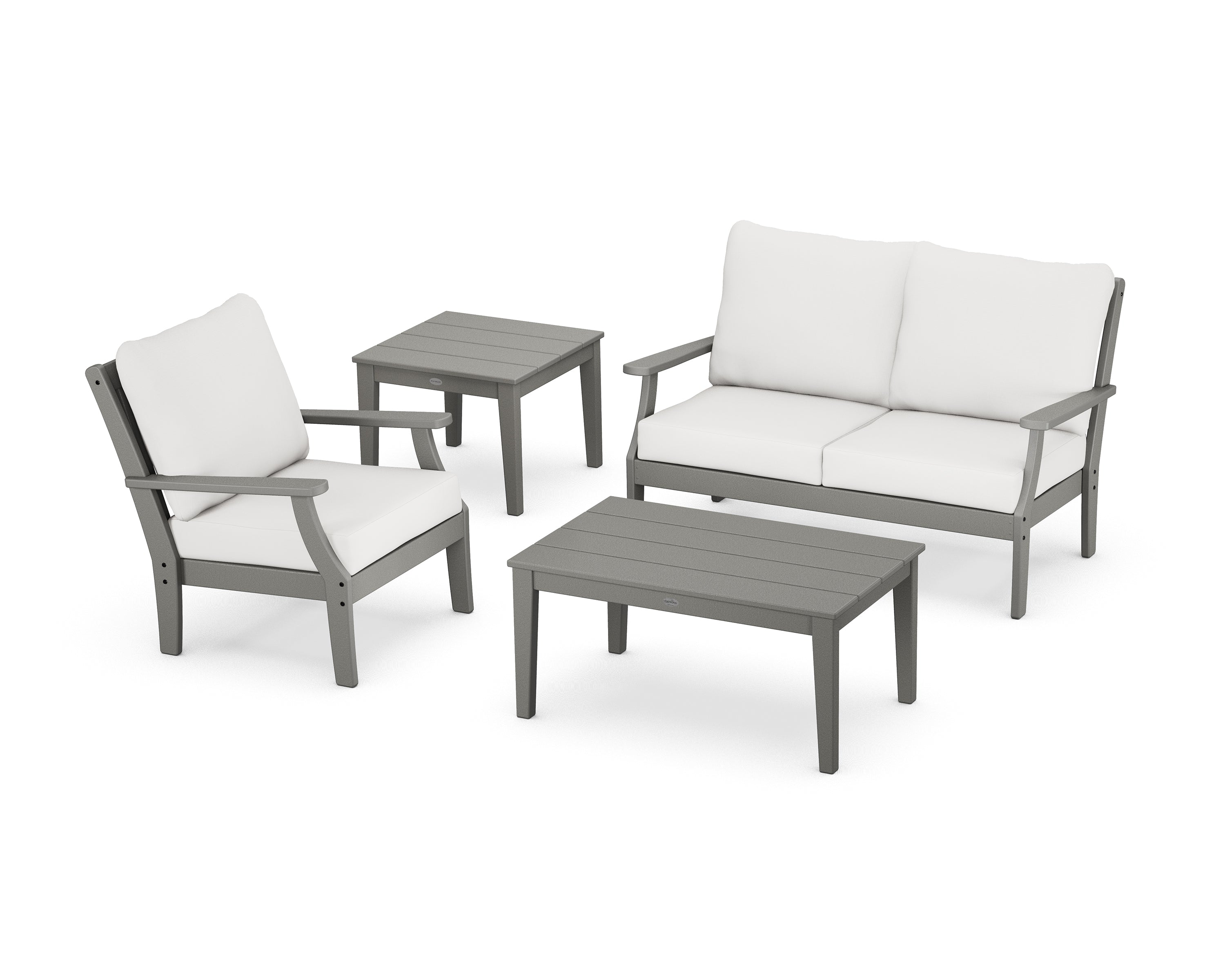 POLYWOOD® Braxton 4-Piece Deep Seating Set in Slate Grey / Natural Linen