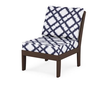 POLYWOOD® Braxton Modular Armless Chair in Mahogany / Trellis Navy