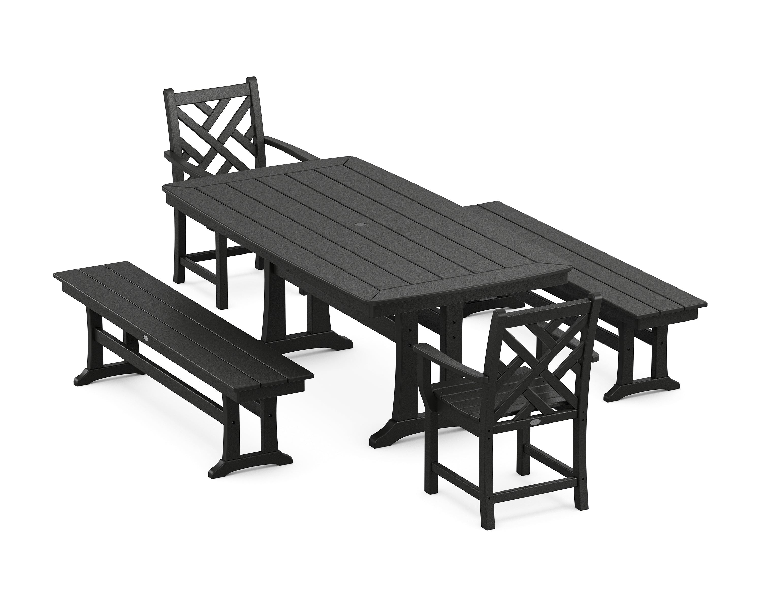 POLYWOOD® Chippendale 5-Piece Dining Set with Trestle Legs in Black