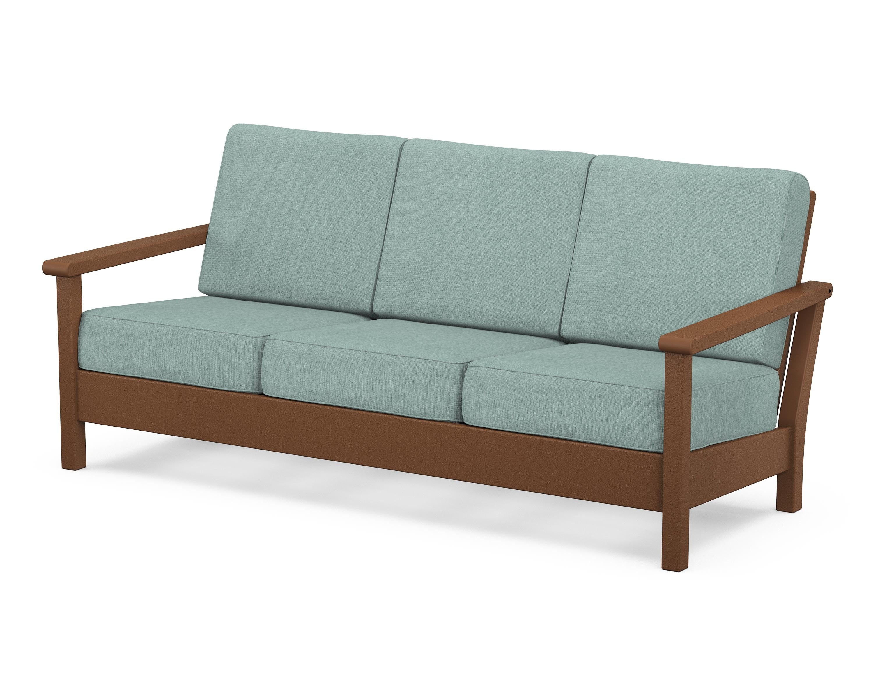 POLYWOOD® Harbour Deep Seating Sofa in Teak / Glacier Spa