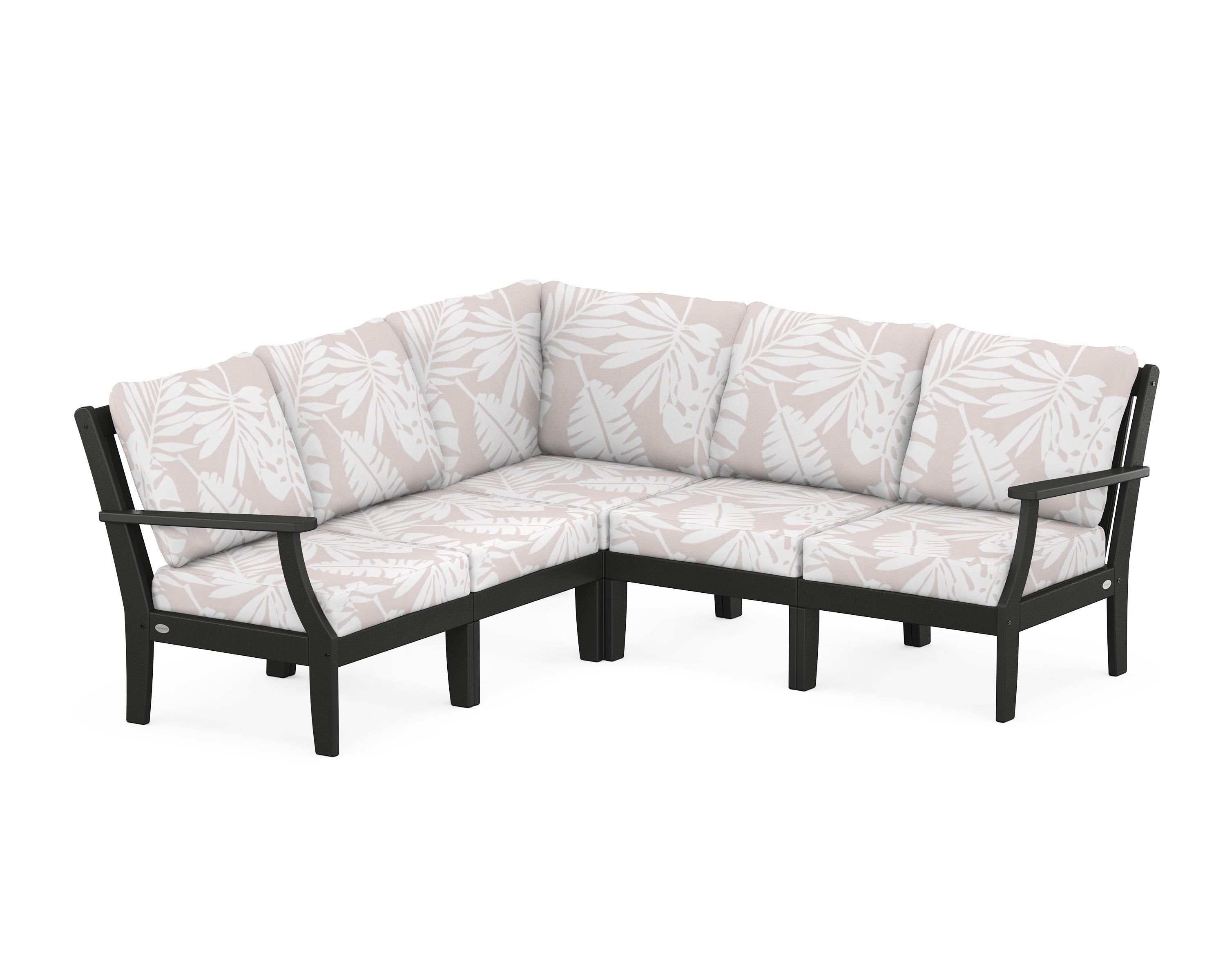 POLYWOOD® Braxton Modular 5-Piece Deep Seating Set in Black / Leaf Dune Burlap