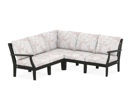 POLYWOOD® Braxton Modular 5-Piece Deep Seating Set in Black / Leaf Dune Burlap