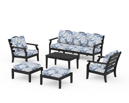 Draper James™ by  POLYWOOD® Savannah 6-Piece Lounge Sofa Set in Black / Leaf Sky Blue