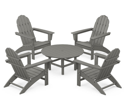 POLYWOOD® Vineyard 5-Piece Adirondack Chair Conversation Set in Slate Grey