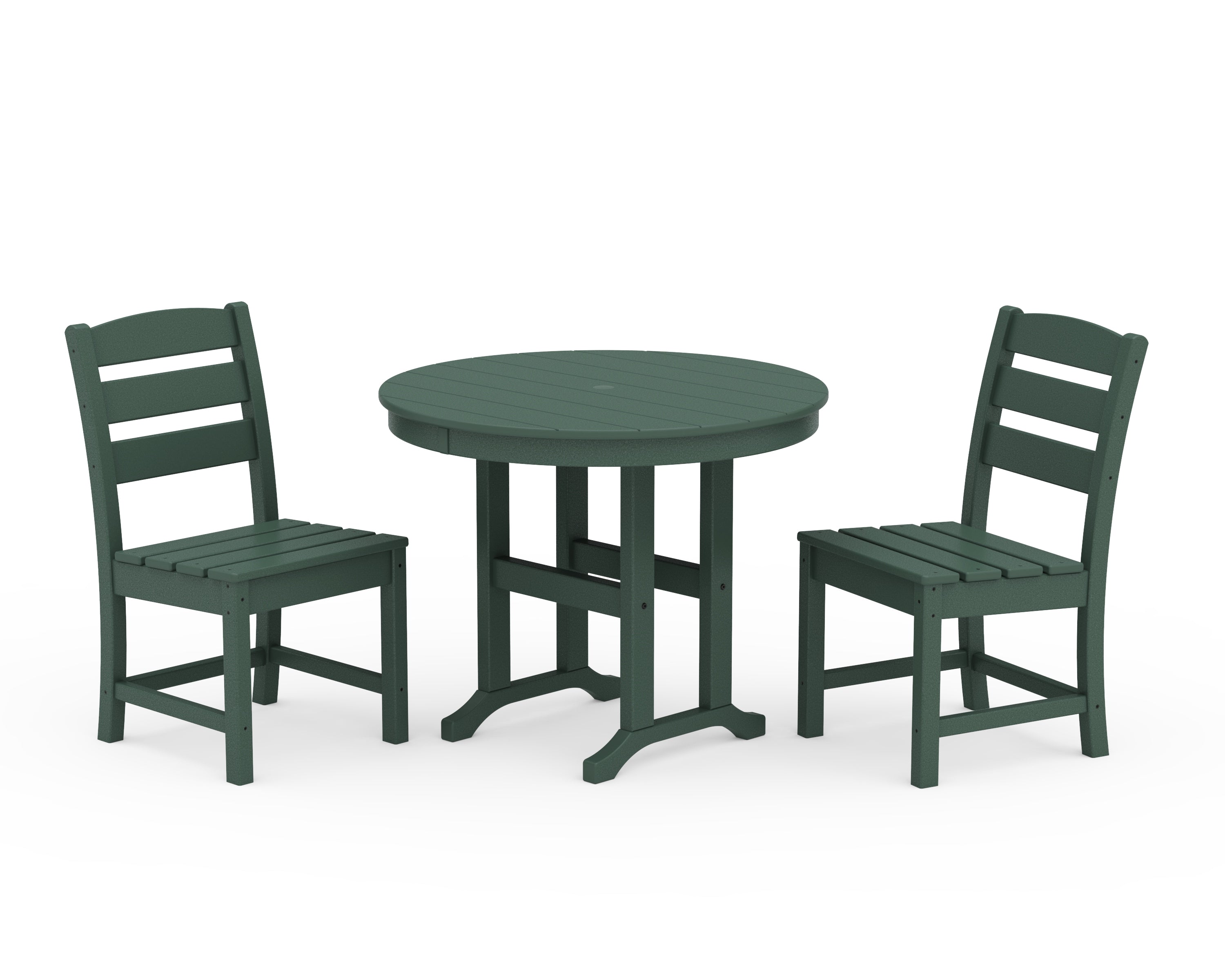 POLYWOOD® Lakeside Side Chair 3-Piece Round Dining Set in Green