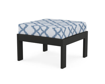 POLYWOOD® Vineyard Modular Ottoman in Black / Trellis Sky Blue
