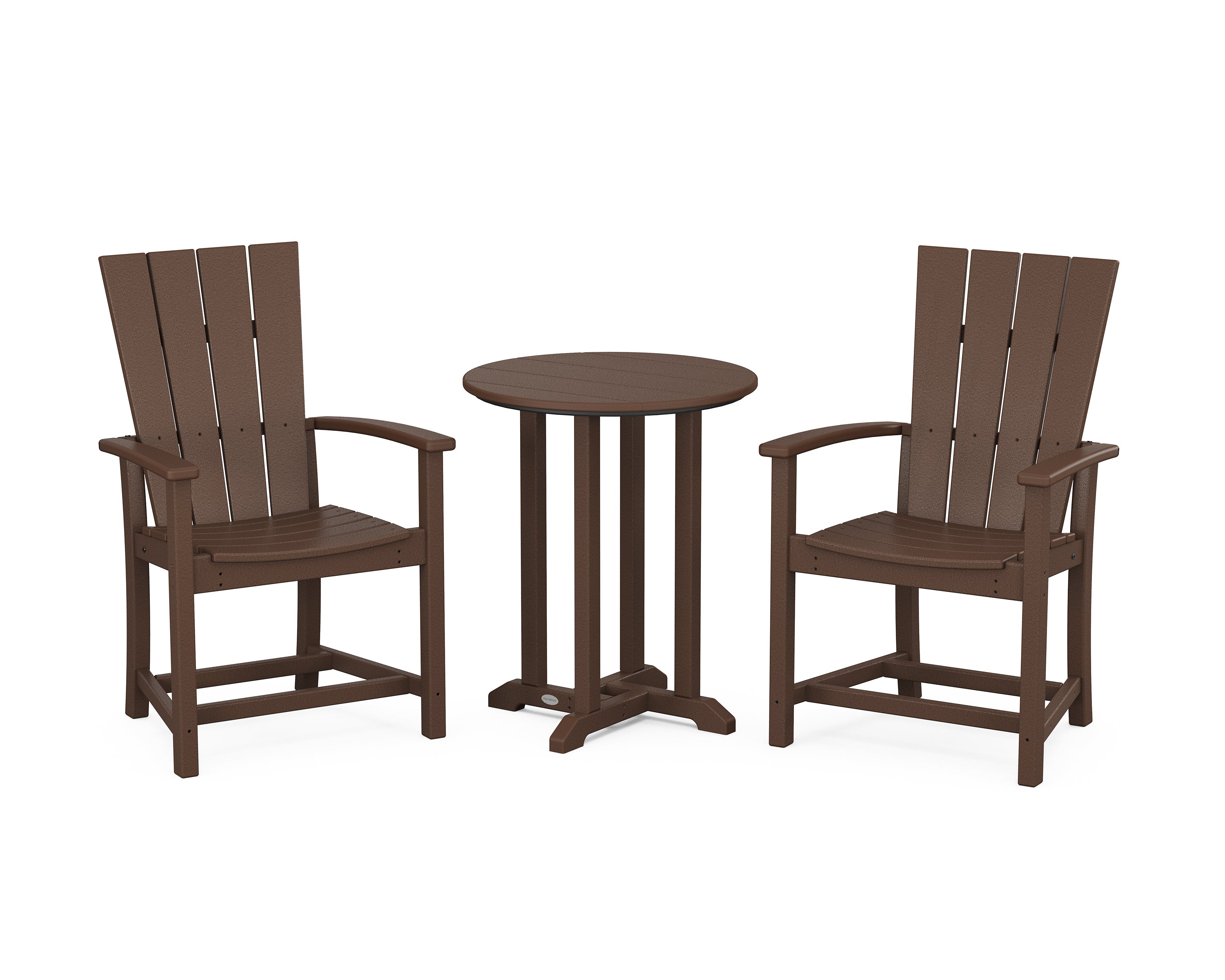 POLYWOOD® Quattro 3-Piece Round Farmhouse Bistro Dining Set in Mahogany