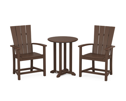 POLYWOOD® Quattro 3-Piece Round Farmhouse Bistro Dining Set in Mahogany