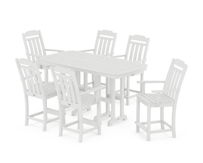 Country Living Cottage Arm Chair 7-Piece Counter Set in White
